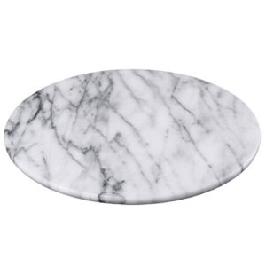 Creative Home Natural Marble Round Board Cheese Dessert Fruit Serving Plate, 12″ Diam. x 1″ H, Off-White (patterns may vary)
