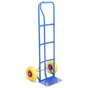 G-Rack P-Handle Sack Truck – High Back Steel Sack Barrow with Anti Puncture Tyres – Heavy Duty Trolley for Lifting, Delivery, Moving – Hand Truck, Blue with 715 LBs Load Capacity (Blue)
