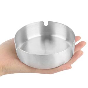 ZKKD Ashtray, 2 Pcs Round Stainless Steel Cigarette Ashtray for Home or Office use