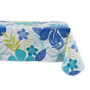 DII Summer Vinyl Tabletop Collection Flannel Backed Floral Tablecloth, Rectangle 60×84, Tropical Bahama