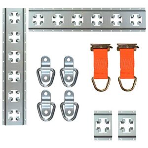 CARGOSMART-7506 X-Track Trailer Essentials Kit (10pc) – Includes 24” X-Track Rails, X-Track Singles, Light Duty Bolt-On D-Rings and Rope Rings – Organize and Store Cargo and Tools