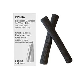 Portable Binchotan Charcoal from Kishu, Japan – Water Purifying Sticks for Great-Tasting Water, 2 Sticks, Each Stick Filters Personal-Sized Water Bottle