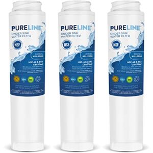 Pureline FQSLF Under Sink Water Filter Replacement. Compatible with GE FQSLF, FQROPF, GXSV65R, GXSTQR, GXSLQR, PXRQ15RBL, PXRQ15F, PNRQ15F, PNRQ20F, PNRQ20R and PNRQ21R. (3 Pack)