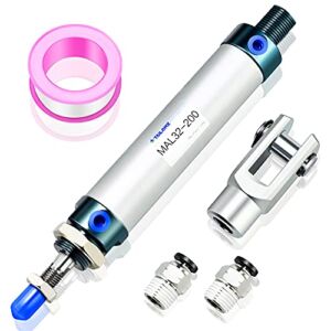 TAILONZ PNEUMATIC 32mm Bore 200mm Stroke Air Cylinder Double Action with Y Connector and 2Pcs 8mm Fitting MAL32x200