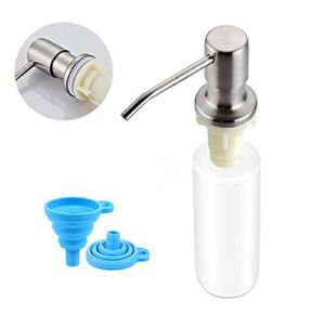 Soap Dispenser for Kitchen Sink (Brushed Nickel),Built in Design Sink Soap Dispenser, Refill from The Top, Stainless Steel Kitchen Soap Pump with 10 fl.oz Bottle (300ml)