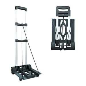 Folding Luggage Cart | VONIKKU 165 lbs Loading Capacity Trolley 4 Wheels Lightweight Portable & Collapsible Hand Cart Dolly for Auto /Travel /Personal /Moving & Office Use