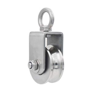 Pulley Wheel Heavy Duty Single Wheel Swivel Pulley Block Duplex Bearing 304 Stainless Steel 360 Degree Rotation Smooth Loading 800 Kg for Material Handling and Moving Lifting