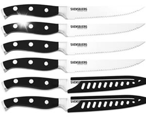 Svensbjerg Steak Knife Set, Serrated Steak Knives, Dinner Knives, Knife Set with Covers, Stainless Steel | SB-SK201