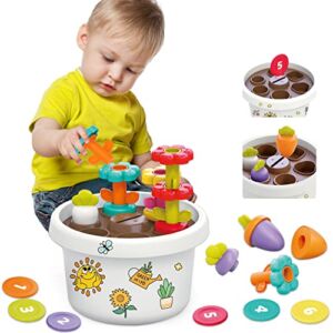 7 in 1 Montessori Educational Toys for 1 2 3 +Year Old Boy Girl Carrot Harvest Sensory Toddler Toys Age 1-2 Fine Motor Skills Flower Arrangement Puzzle Games Development Baby Toys 12-18 Months Gift
