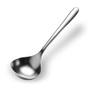 Qualizon 18/8 Stainless Steel Mini Ladle Deep Soup Spoon Large Serving Spoon Ramen Spoon – 6.7inch Short Handle