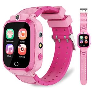 Kids Smart Watch for Girls Toys for 3-10 Year Old Girls, 1.44″ HD Touch Screen with 24 Puzzle Games Music Player Dual Camera 12/24 hr Pedometer Flashlight Birthday Gift for Girls Kids Age 5 6 7 8