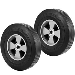 HOIGON 2 Pack 10 Inch Solid Rubber Hand Truck Wheel with 5/8 Inch Ball Bearing, 330lbs Max Load Universal Replacement Tire, Heavy Duty Airless Tires for Wheelbarrows, Carts