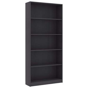 Zerone Bookcase, Wipe Cleaning 5 Spacious Compartments Book Cabinet for Magazines for Study for DVDs for Living Room