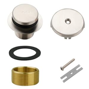 Brushed Nickel Bathtub Drain Tip-Toe Single Hole,Welsan Tub Drain Trim Set Conversion Kit Assembly, Coarse Thread Replacement Trim Kit with 1-Hole Overflow Faceplate Includes an Adapter,