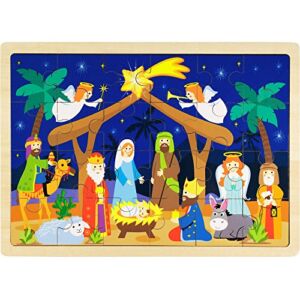 Imagination Generation Nativity Scene Puzzle Board | Wooden Puzzle | Christmas Bible Puzzle | Jigsaw Puzzle – 24 Pcs