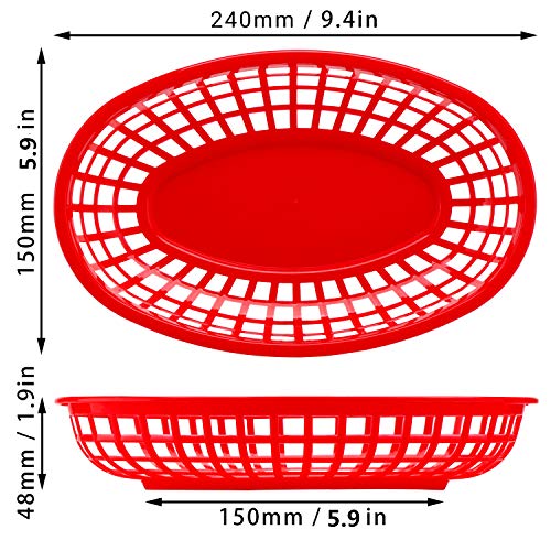 EUSOAR Bread Baskets, 9.4″ x 5.9″ 24pcs Reusable Oval Plastic Food Serving Baskets, Microwave& Dishwasher Safe Food Grade Plastic Food Service Tray for Party Picnic BBQ Burger Fries Sandwiches | The Storepaperoomates Retail Market - Fast Affordable Shopping