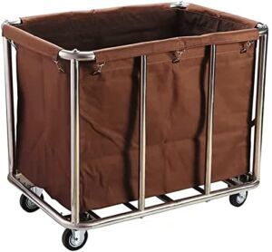 XIJIXILI Commercial Laundry Cart with 4 Inch Wheels Heavy Duty Basket Trucks 12 Bushel (400L) Large Industrial Rolling Laundry Cart Hamper with Removable Liner Bag 260 LBS Weight Capacity