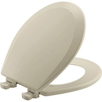 Bemis 500EC 006 Toilet Seat with Easy Clean & Change Hinges, Round, Durable Enameled Wood, Bone | The Storepaperoomates Retail Market - Fast Affordable Shopping