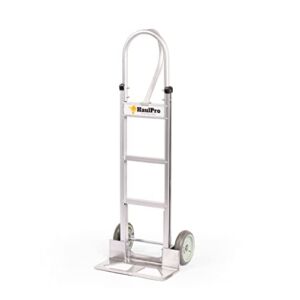 HaulPro Heavy Duty Hand Truck with Vertical Loop Handle – Aluminum Carts with Wheels – 500 Pound Capacity – 8″ Wheels 52.25″ H x 17.5″ W with 17.75″ x 9.5″ Diecast Nose Plate