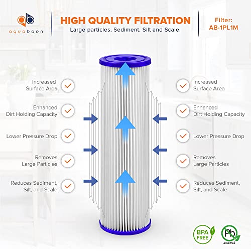 Aquaboon 1 Micron 10″ x 2.5″ Pleated Sediment Water Filter Cartridge | Universal Replacement for Any 10 inch RO Unit | Compatible with R50, 801-50, WFPFC3002, WB-50W, WHKF-WHPL, 4-Pack | The Storepaperoomates Retail Market - Fast Affordable Shopping