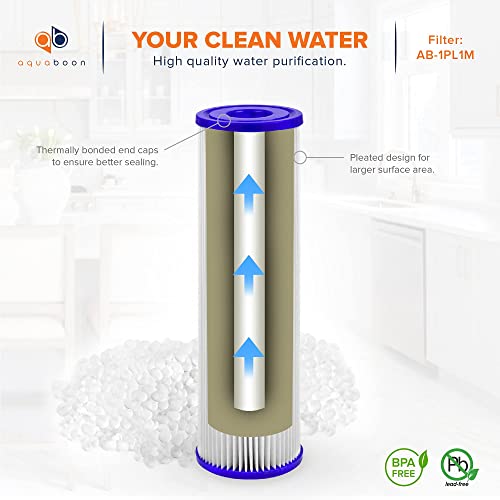 Aquaboon 1 Micron 10″ x 2.5″ Pleated Sediment Water Filter Cartridge | Universal Replacement for Any 10 inch RO Unit | Compatible with R50, 801-50, WFPFC3002, WB-50W, WHKF-WHPL, 4-Pack | The Storepaperoomates Retail Market - Fast Affordable Shopping