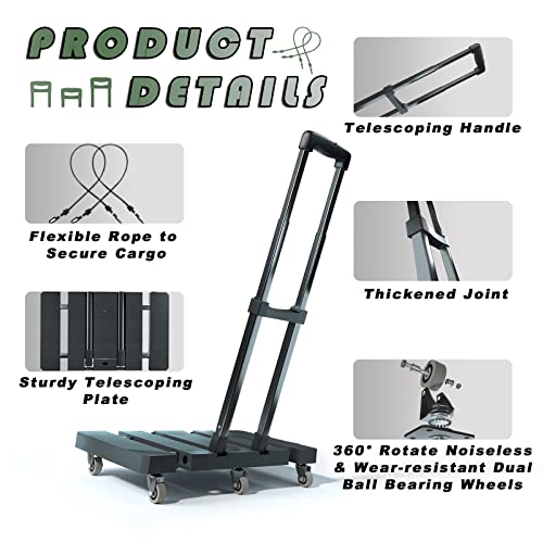 Folding Hand Truck | VONIKKU 500 lbs Capacity Heavy Duty Luggage Cart 6 Wheels Solid Construction Portable Fold Up Dolly Compact Utility Cart for Luggage/ Personal/ Travel/ Moving/ Office Use | The Storepaperoomates Retail Market - Fast Affordable Shopping