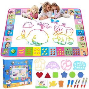 Water Doodle Mat – Kids Painting Writing Doodle Toy Board – Color Doodle Drawing Mat Bring Magic Pens Educational Toys for Age 3 4 5 6 7 8 9 10 11 12 Year Old Girls Boys Age Toddler Gift (Pink)