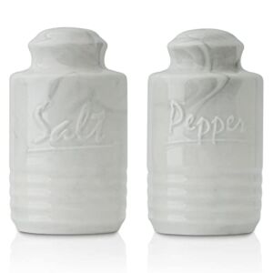 Salt and Pepper Shakers,Ceramic Salt and Pepper Shaker Set Easy Pour and Refill Salt Shaker Pepper Shaker for Kitchen,3.5 oz,Set of 2,Marble White