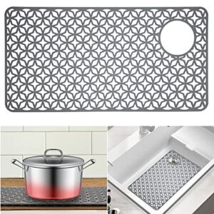 QKVCX Silicone Sink Protectors for Kitchen ,(28.2”x 14.2”)Sink Protectors for Kitchen,Sink Drainage Mat- Non-slip Sink Mat for Bottom of Kitchen Farmhouse Porcelain Sink Kitchen Sink Grid Accessory.