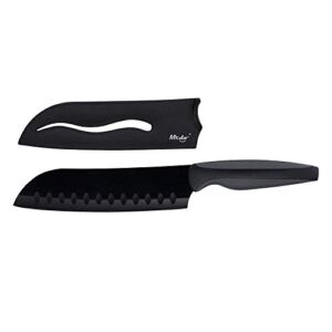 Mr.do Kitchen Knife Sharp Vegetable Fruit Chef Knife with Protective Cover Special Blade Steel Non-Stick Coated Black and Grey Rubber Handle
