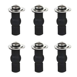 6 Pack Universal Toilet Seat Hinges Screw, Toilet Seat hinges blind hole fixings Expanding Rubber Top Fix Nuts Screws For Top Mounting Toilet Seat Hinges-3 Pairs (with One Expandable Ball)