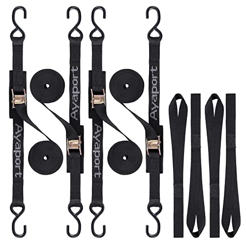 Ayaport Cam Buckle Tie Down Straps 10 feet 2200lbs Break Strength Securing Straps with S Hooks for Motorcycle, Kayak, Car, Truck, Boat, Dirt Bike, Pack of 4 | The Storepaperoomates Retail Market - Fast Affordable Shopping