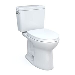TOTO Drake Two-Piece Elongated 1.6 GPF Universal Height TORNADO FLUSH Toilet with CEFIONTECT and SoftClose Seat, WASHLET+ Ready, Cotton White – MS776124CSFG#01