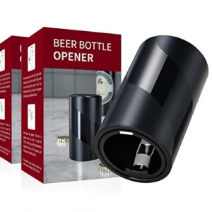 【2 PACK】 Push Down-Pop Off Beer Bottle Opener with Magnetic Cap Catcher No Damage to Caps，Automatic Decapitator Beer/Soda Magnet Bottle Top Openers，One-Hand Easy/Funny Lid Open,Cool Bartender Tools