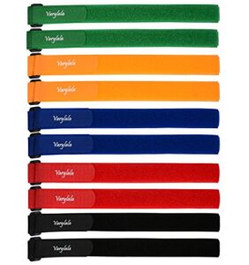 Multi-Purpose Hook and Loop Securing Straps Tie Downs Fastening Straps (1”x24”) – Assorted Colors (10)