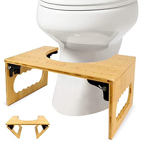 ZOSTA Squatting Toilet Stool, Bamboo Toilet Potty Step Stool, Foldable Poop Stool with Non-Slip Mat for Adult & Kids, 8.1” Bathroom Squatting Urinal Fit All Toilets, No Installation, Natural Color | The Storepaperoomates Retail Market - Fast Affordable Shopping