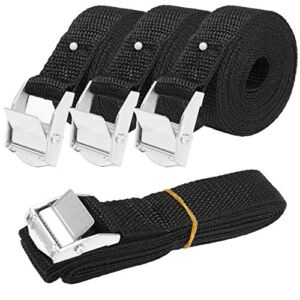 IronBuddy 6.5′ x 1″ Tie Down Straps Lashing Straps Black Nylon Heavy Dust Cargo Tie Down Straps with Zinc Alloy Lock Buckle Up to 600lbs, Pack of 4 (6.5ft)