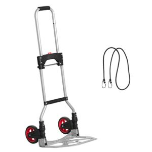Hand Truck Dolly Steel Hand Cart 180lb Capacity Portable Folding Hand Truck with Telescoping Handle and 2 Rubber Wheels，Hand Trucks with Eleastic Ropes