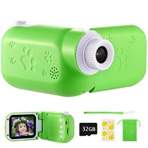 SUZIYO Kids Camcorder, Children Video Camera for Age 3 4 5 6 7 8 9 10 Years Old Boys Girls, Best Christmas Birthday Gift Toys for Toddlers, HD 1080P 2.4 Inch with 32GB TF Card- Green