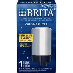 Brita Tap Water Filter, Water Filtration System Replacement Filters For Faucets, Reduces Lead, BPA Free – Chrome, 1 Count