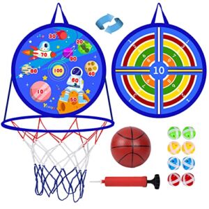 14″ 2 in 1 Dart Board for Kids, Basketball Hoop for Kids Toddlers, Sports & Outdoor Play Toys, Kids Toys, Boy Toys, Birthday Gift Toys for 3 4 5 6 7 8 9 10 Year Old Boys Girls, Christmas Party Favors