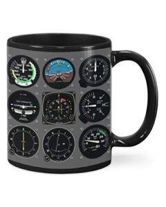Pilot Indicator Mug, Funny Pilot Meter Aircraft Flight Deck Gifts For Men Women Kids Ceramic Coffee Mug