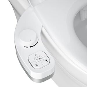 SAMODRA Non-Electric Bidet – Self Cleaning Dual Nozzle (Frontal and Rear Wash) Fresh Water Bidet Toilet Seat Attachment with Independent Adjustable Water Pressure (Classic White)