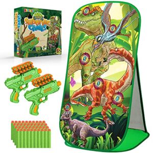 Shooting Game Toy for Age 5 6 7 8 9 10+ Years Old Kids, Boys, Dinosaur Shooting Target with 2 Foam Dart Blasters 40 Foam Darts, Ideal Kids Gift for Indoor Outdoor