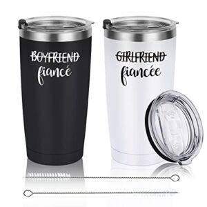 Engagement Gifts for Couples, Boyfriend and Girlfriend Travel Tumbler Set, Engaged Anniversary Ideas for Couples Fiance Fiancee Her Him Women Friend, 20oz Stainless Steel Insulated Tumbler with Lid
