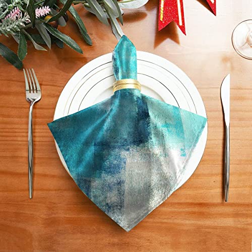 GALMAXS7 Teal Cloth Napkin Set of 4 Turquoise and Grey Abstract Art Dinner Reusable Napkins Cloth Soft Table Cloth Napkins Washable 18×18 Inch for Wedding Party | The Storepaperoomates Retail Market - Fast Affordable Shopping