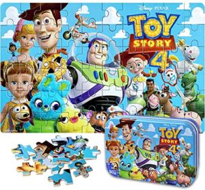 NEILDEN Disney Toy Story Puzzles in a Metal Box 60 Piece for Kids Ages 4-8 Jigsaw Puzzles for Girls and Boys Great Gifts for Children(Toy Story 4)