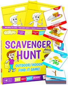 GOTROVO Scavenger Hunt Game for Kids – Outdoor Activities for Kids Ages 4-8 – Card Based Camping Games – Indoor Family Fun with STEM Activities for Kids – Nature Seek & Find It Game