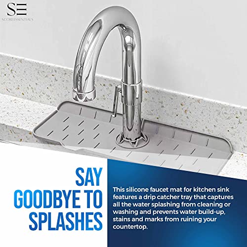 Score Essentials Kitchen Sink Splash Guard – Silicone Faucet Handle Drip Catcher Tray Reusable for Mat Protector Against Water Splashes, Black, 24×5.5×0.3 | The Storepaperoomates Retail Market - Fast Affordable Shopping