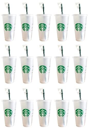 Starbucks 15 Pack Bundle – Reusable Frosted 24 oz Cold Cup with Lid and Green Straw w/Stopper | The Storepaperoomates Retail Market - Fast Affordable Shopping